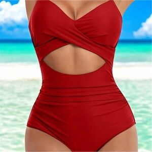 🌊✨ Flirty & Fabulous Criss Cross One-Piece Swimsuit! 🏖️
